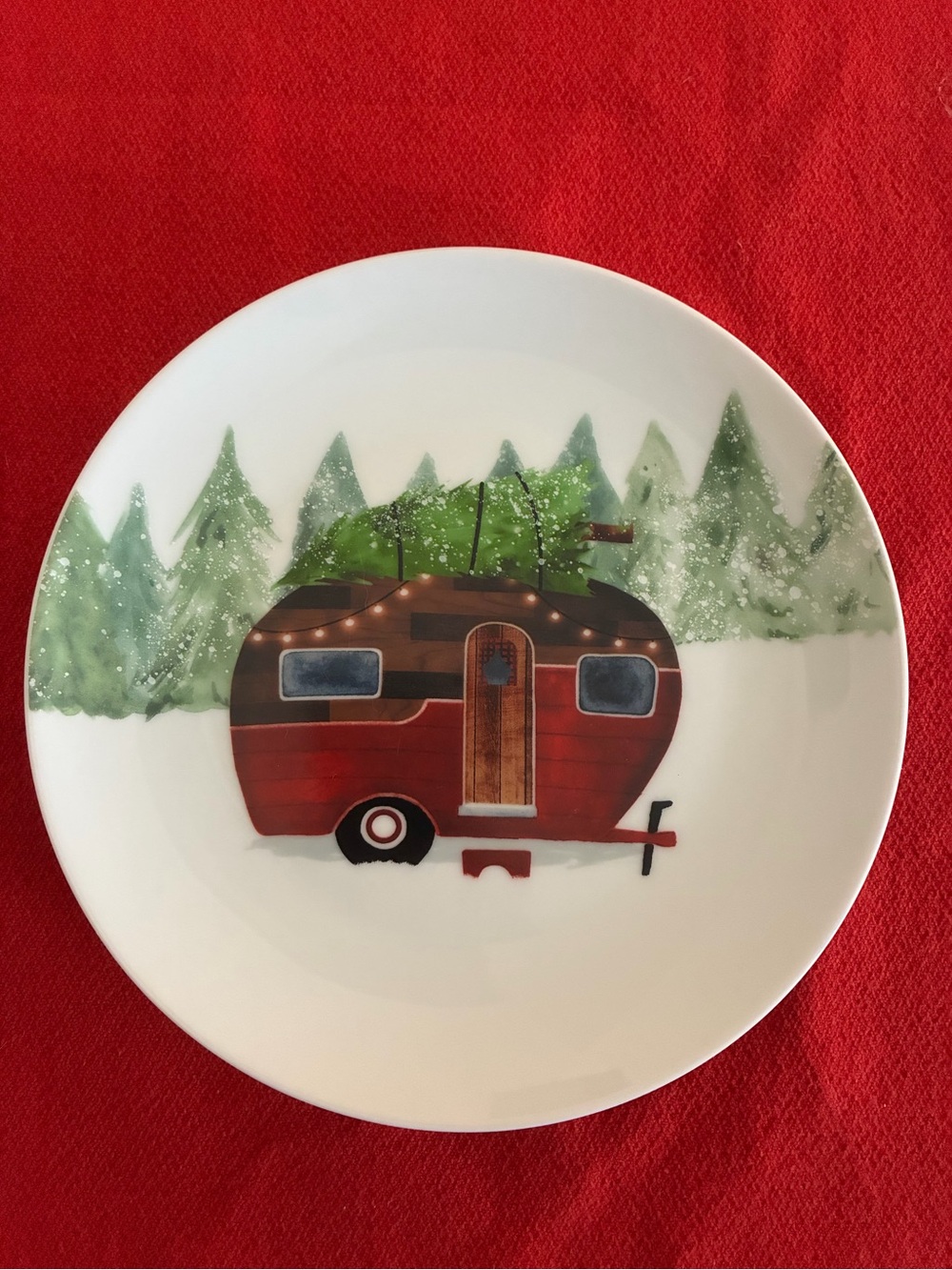 Set of 4 Robert Stanley Heartland Holiday 8” Plates Vintage Christmas Camper NWT